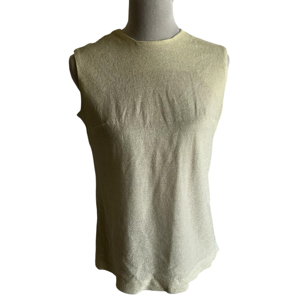 Elegant Cream Sleeveless Top Minimalist,Breezy,Shimmer Detail party wear